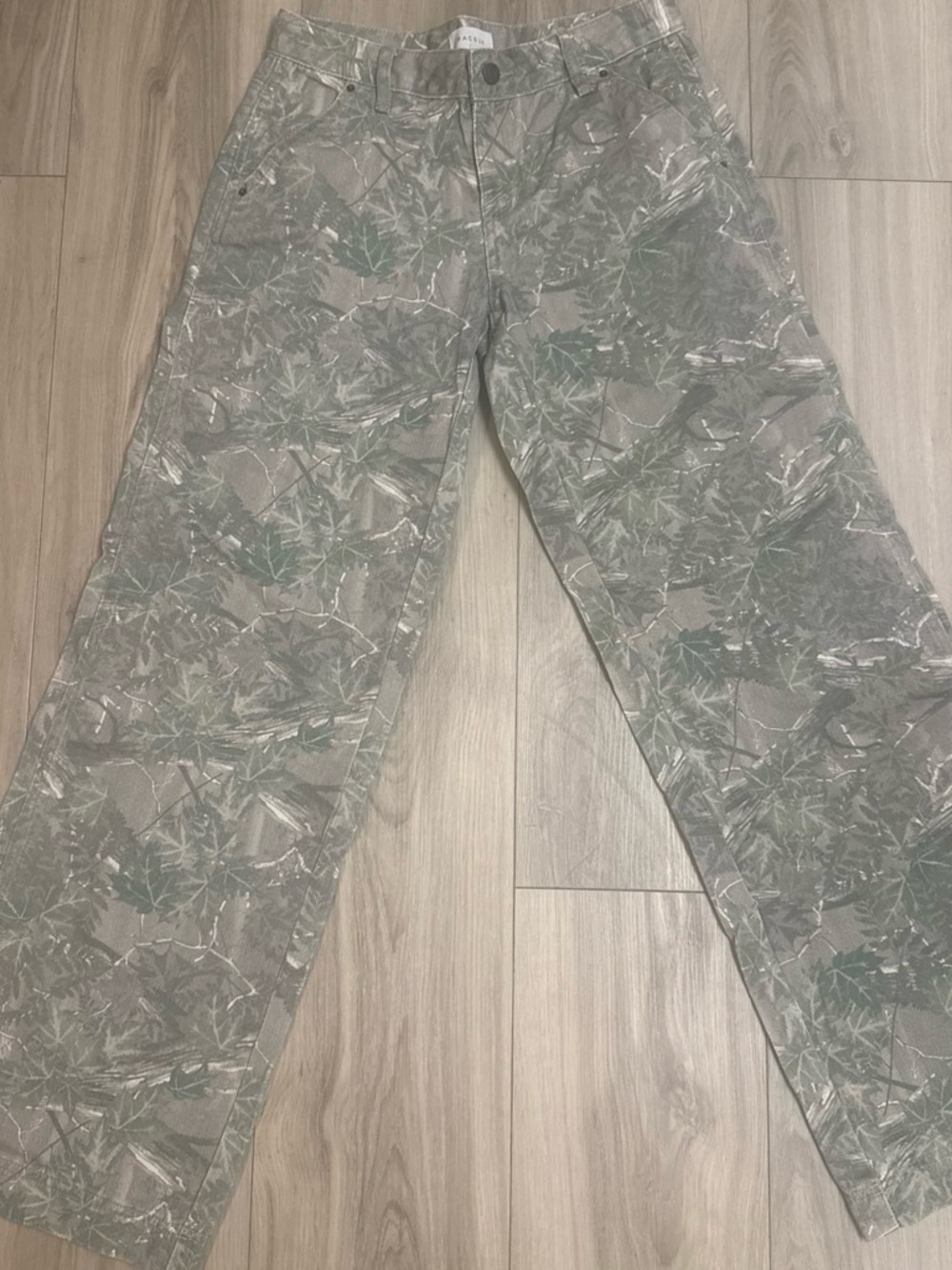 PacSun Leaf Camo Wide Leg Pants - Green/Cream